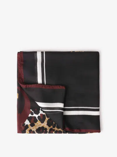 Saint Laurent Leopard Print Scarf In Black