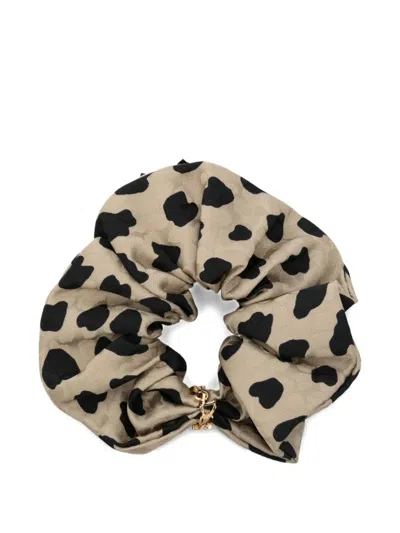 Saint Laurent Leopard-print Silk Hair Scrunchie In Neutral