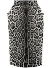 Saint Laurent Leopard-print Silk Skirt In Black