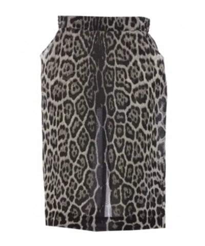 SAINT LAURENT SAINT LAURENT LEOPARD-PRINT STRAIGHT HEM SKIRT