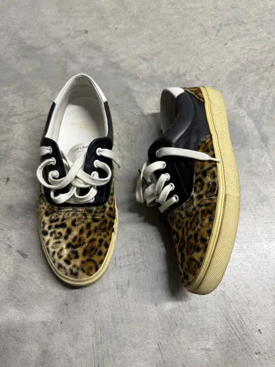 Pre-owned Saint Laurent Leopard Skate Sneakers In Black