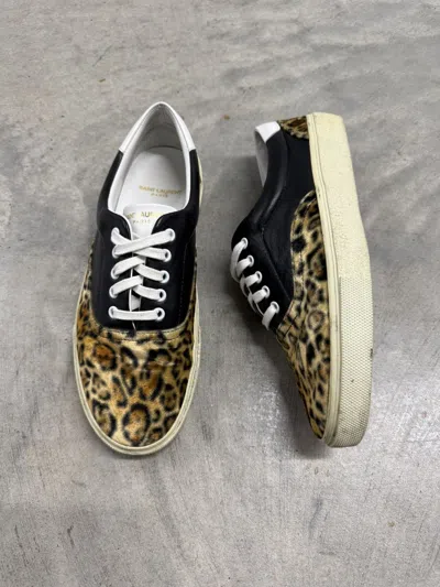 Pre-owned Saint Laurent Leopard Skate Sneakers In Black