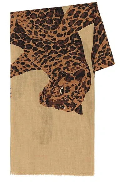 Saint Laurent Leopard Stole Scarf In Brown