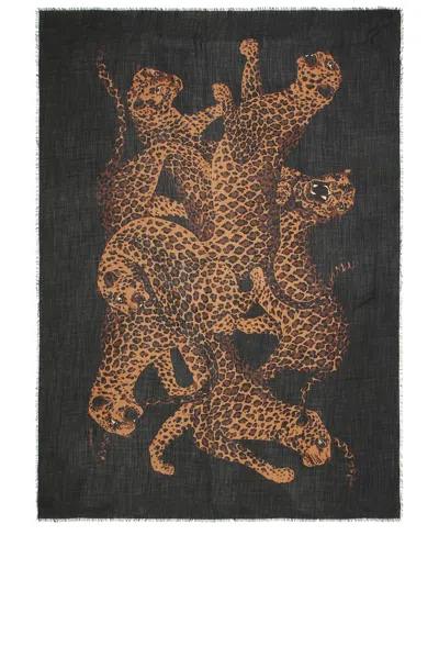 Saint Laurent Leopard Stole Scarf In Black