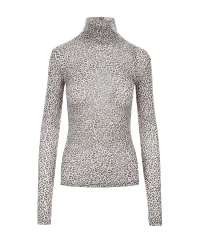 SAINT LAURENT SAINT LAURENT LEOPARD PRINTED LONG-SLEEVED TOP