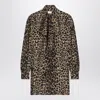 Saint Laurent Leopardprint Silk Mini Dress In Animal Print