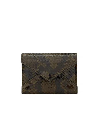 Saint Laurent Letter Card Case In Python In Green