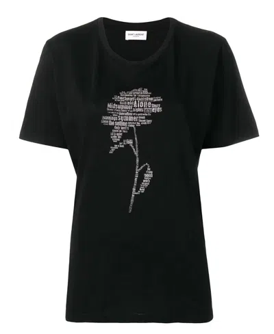 Saint Laurent Letter Floral Printed T-shirt