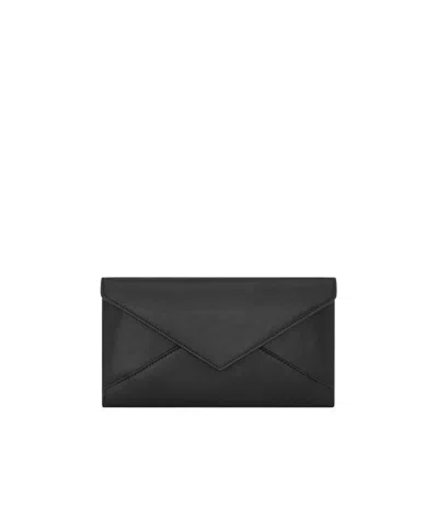Saint Laurent Letter Large Wallet In Leather In White
