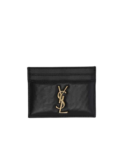 Saint Laurent Letter Logo Card Bag In Black