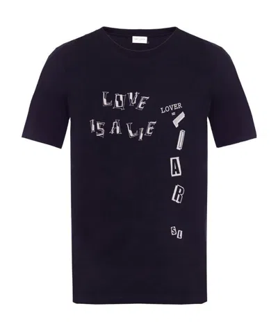 Saint Laurent Letter Printed T-shirt In Black