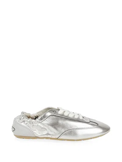 Saint Laurent Lewis Low-top Metallic Sneakers In Silver