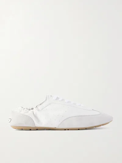 Saint Laurent Low-top Lace-up Sneakers With Elasticated Reinforcement In Neutral