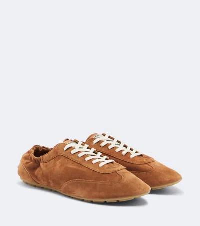 Saint Laurent Lewis Suede Sneakers In Brown