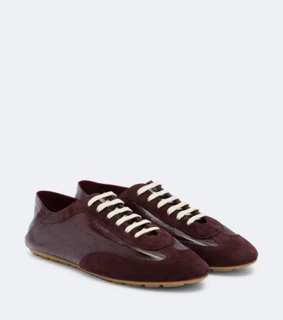 Saint Laurent Lewis Suede-trimmed Leather Sneakers In Multi