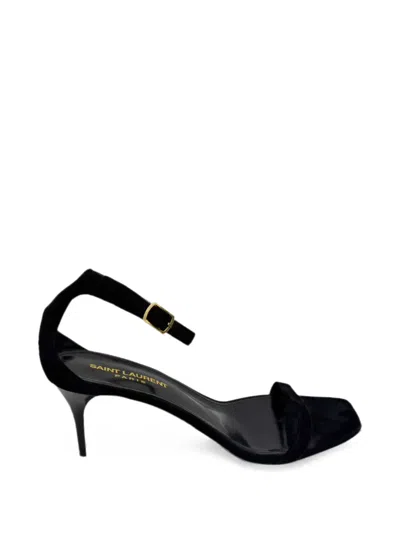 Pre-owned Saint Laurent Lexi Ankle Strap Sandals In Black