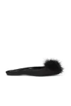 Saint Laurent Lido Feather Pom Ballerina Slippers In Nero