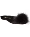 Saint Laurent Lido Feather Pom Ballerina Slippers In Black