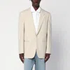 Saint Laurent Single-breasted Wool Blazer In Beige