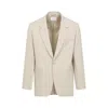 Saint Laurent Light Beige Single-breasted Wool Jacket In Neutral