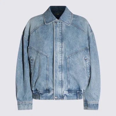 Saint Laurent Light Blue Cotton Knitwear