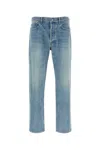Saint Laurent Stonewashed Distressed Straight Jeans In Blue