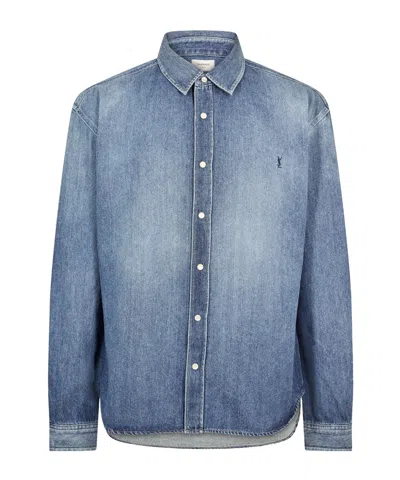 Saint Laurent Light Blue Faded Denim Button-up Shirt