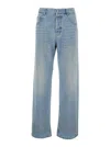 Saint Laurent Light Blue Five Pocket Jeans With Logo Patch On The Back In Denim Man In Light Blue