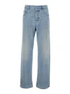 Saint Laurent Light Blue Five Pocket Jeans With Logo Patch On The Back In Denim Man In Multicolor