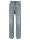 Saint Laurent Stonewashed Denim Trousers With Front And Back Pockets In Light Blue