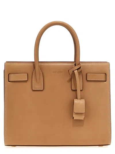 SAINT LAURENT LIGHT BROWN SAC DE JOUR SATCHEL BAG