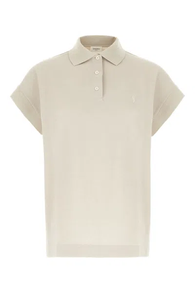 Saint Laurent Light Grey Piquet Polo Shirt