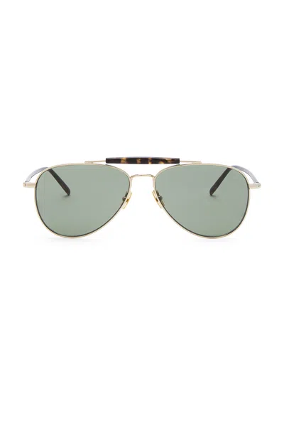 Saint Laurent Light Metal Pilot Sunglasses In Multi
