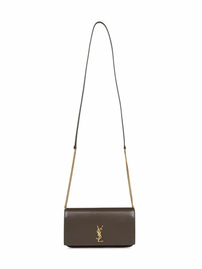Saint Laurent Light Musk Cassandre Phone Holder In Green