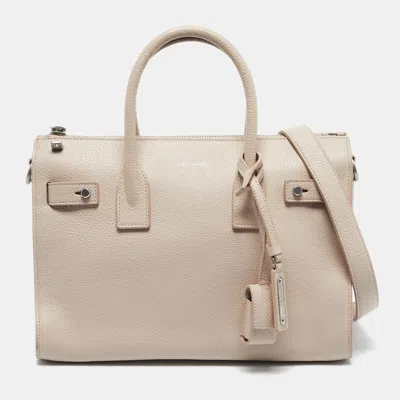 Pre-owned Saint Laurent Light Pink Leather Baby Sac De Jour Souple Tote