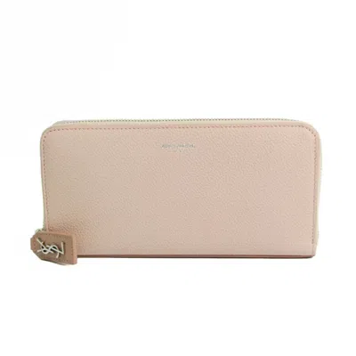Pre-owned Saint Laurent Light Pink Leather Long Wallet (bi-fold) ()