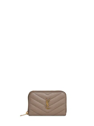 Saint Laurent Light Taupe Cassandre Zipped Change Purse