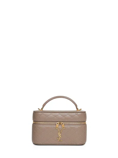 Saint Laurent Light Taupe Vanity Gaby Bag With Shoulder Strap In Brown