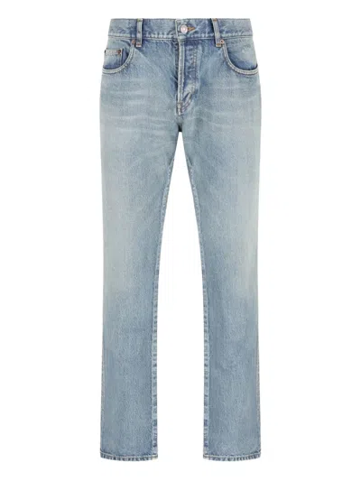 Saint Laurent Light-wash Denim Trousers In Blue