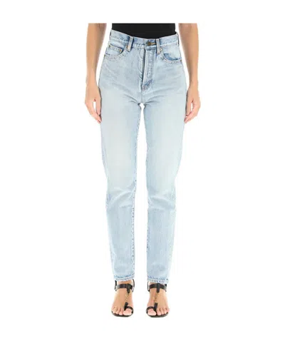 Saint Laurent Light-wash Slim-fit Jeans In Blue