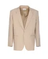 Saint Laurent Single-button Tailored Wool Jacket With Notched Lapels In Beige