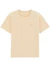 Saint Laurent Cassandre Logo-embroidered Cotton-blend T-shirt In Light Yellow