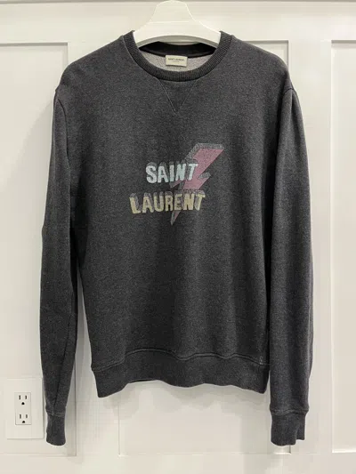 Pre-owned Saint Laurent Lightning Bolt Logo Sweatshirt In Black