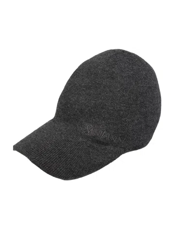 Saint Laurent Lightweight Cashmere Baseball Cap In Gray