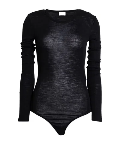 Saint Laurent Lightweight Knit Bodysuits In Black