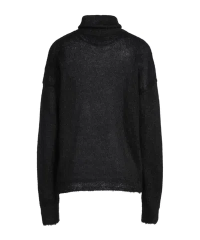 Saint Laurent Lightweight Turtleneck Knit Sweater In Black