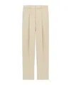 Saint Laurent High Waisted Light Wool Trousers In Nude