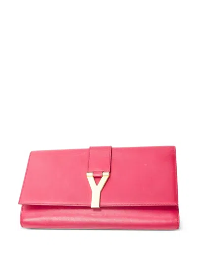 Pre-owned Saint Laurent Ligne Y Clutch Bag In Pink