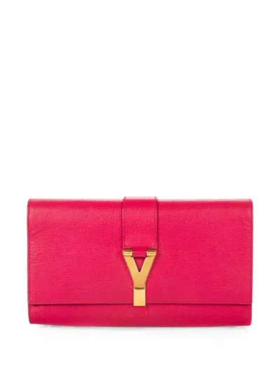 Pre-owned Saint Laurent Ligne Y Clutch Bag In Pink