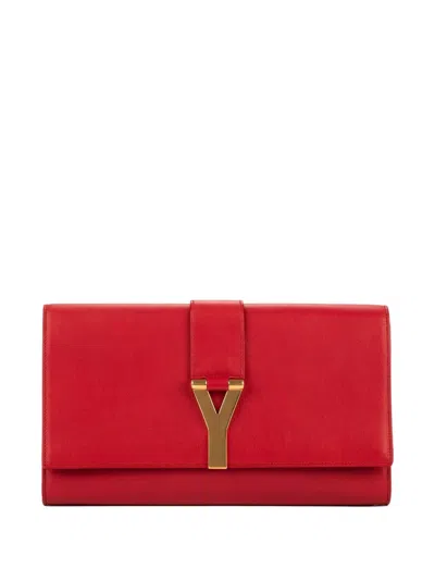 Pre-owned Saint Laurent Ligne Y Clutch Bag In Red